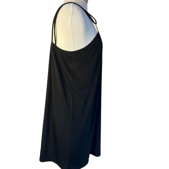 Venus Black Party Dress Large Mini Sheath Gold Accent Necklace Straps Stretch - Picture 8 of 16